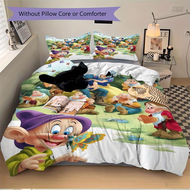 3pcs Snow White & The Seven Dwarfs Print Cover Set Ultra Soft, Breathable, and Comfortable Bedding with Stylish Design for Bedroom and Guest