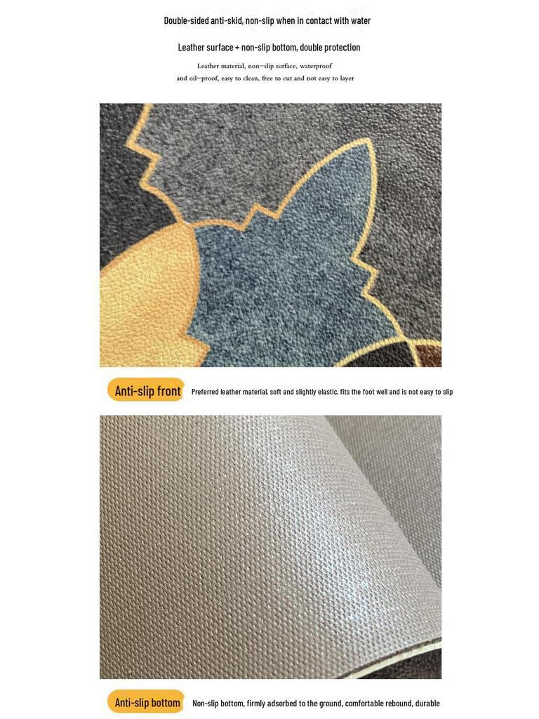 Luxury Leather Entrance Mat: Wash-Free, Wipeable Door Mat for Home and Porch