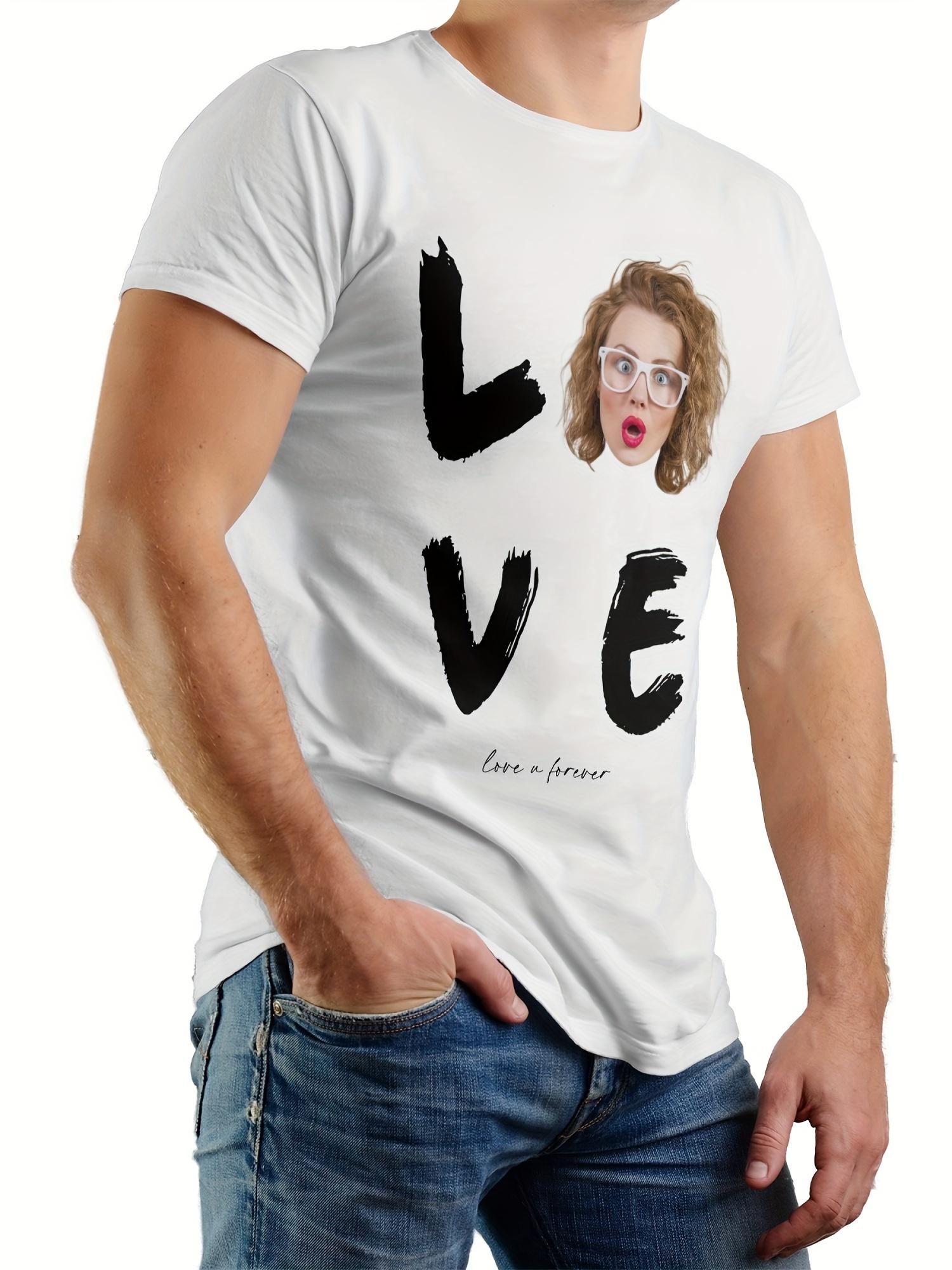 Summer Men s Fun Face Custom T-shirt Design, Personalized Top Photo Printing, Logo Printing, Clothing XXS