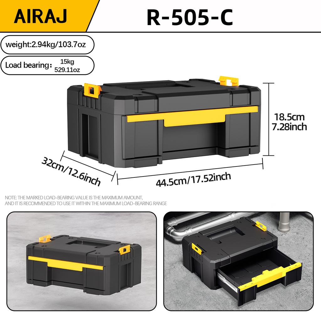 AIRAJ Stackable Modular Combo Toolbox Set -Portable Combo ToolBox with Wheels for Space-Saving Modular Assembly & Easy Mobility!