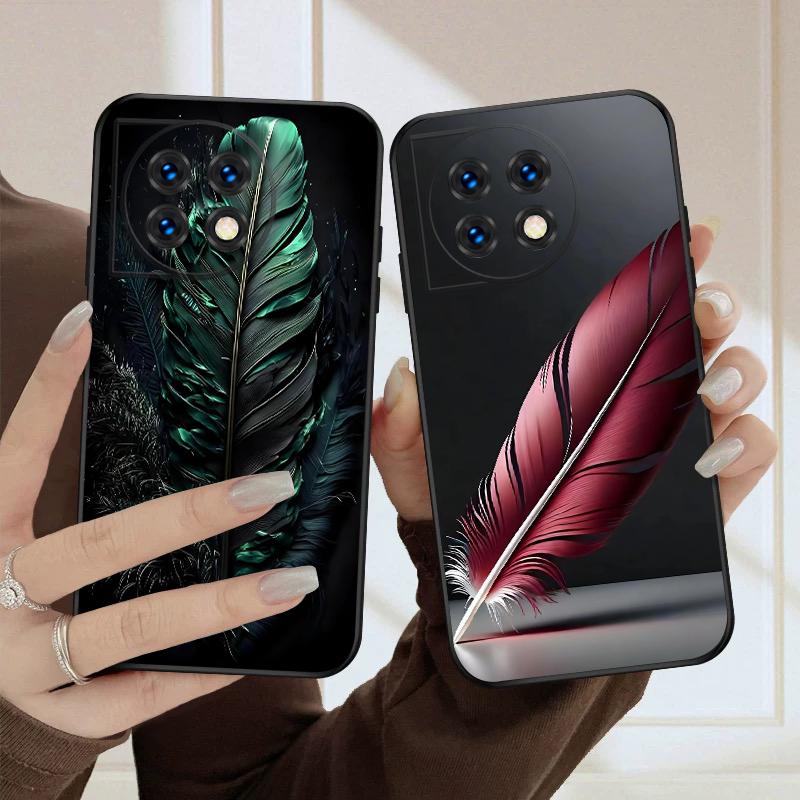 Colored feathers For OnePlus 8 9 11 12 13 10 Pro 9RT 8T 12R Ace 3 5 2V Nord CE 2 4 Lite N20 SE 30 200 silicone soft phone case