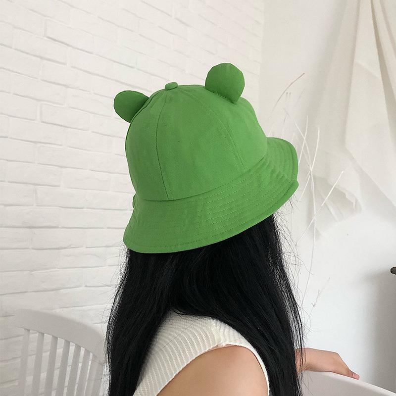 Spring and Autumn Frog Fisherman Hat Casual Versatile Wide Brim Sun Hat Literary Cartoon Frog Basin Hat Female