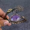 Sage Amethyst Gemstone Handmade Copper Wire Wrap Cuff Bangle Adjustable W4u98