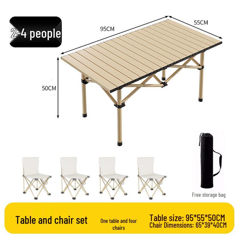 Outdoor Portable Folding Table & Chairs Set - Lightweight Roll-Up Table with Camping Seats