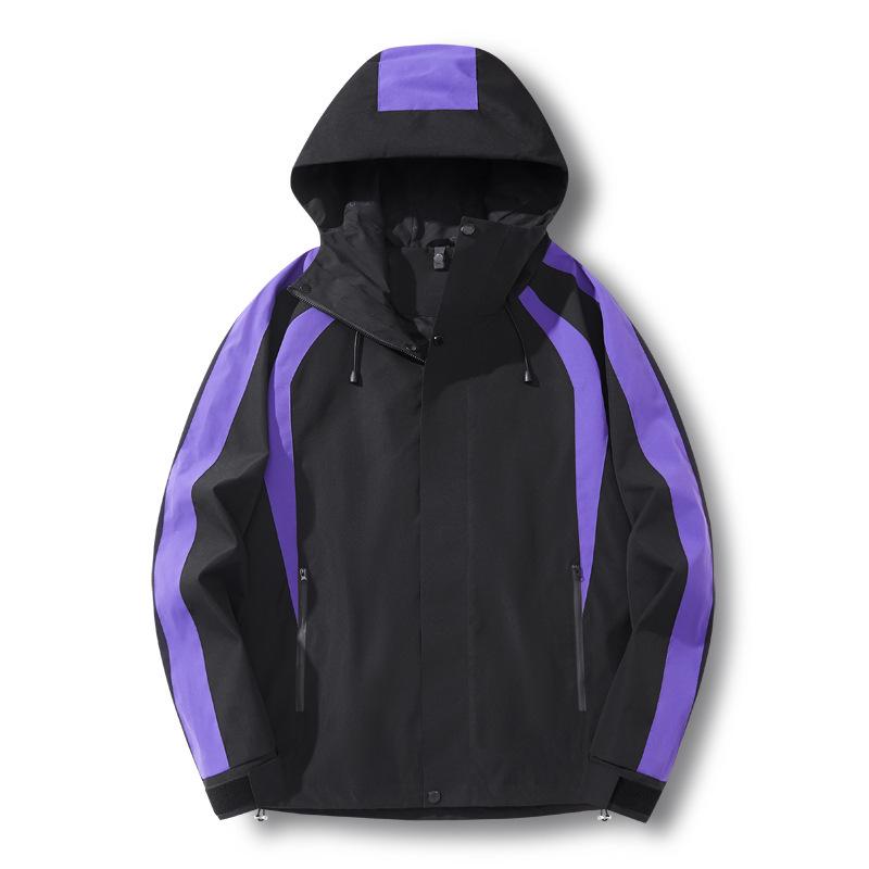 

New Arrival Windproof Waterproof Couples Light Windbreaker for Spring & Autumn - Outdoor Sports & Casual Jacket XL чорний/фіолетовий