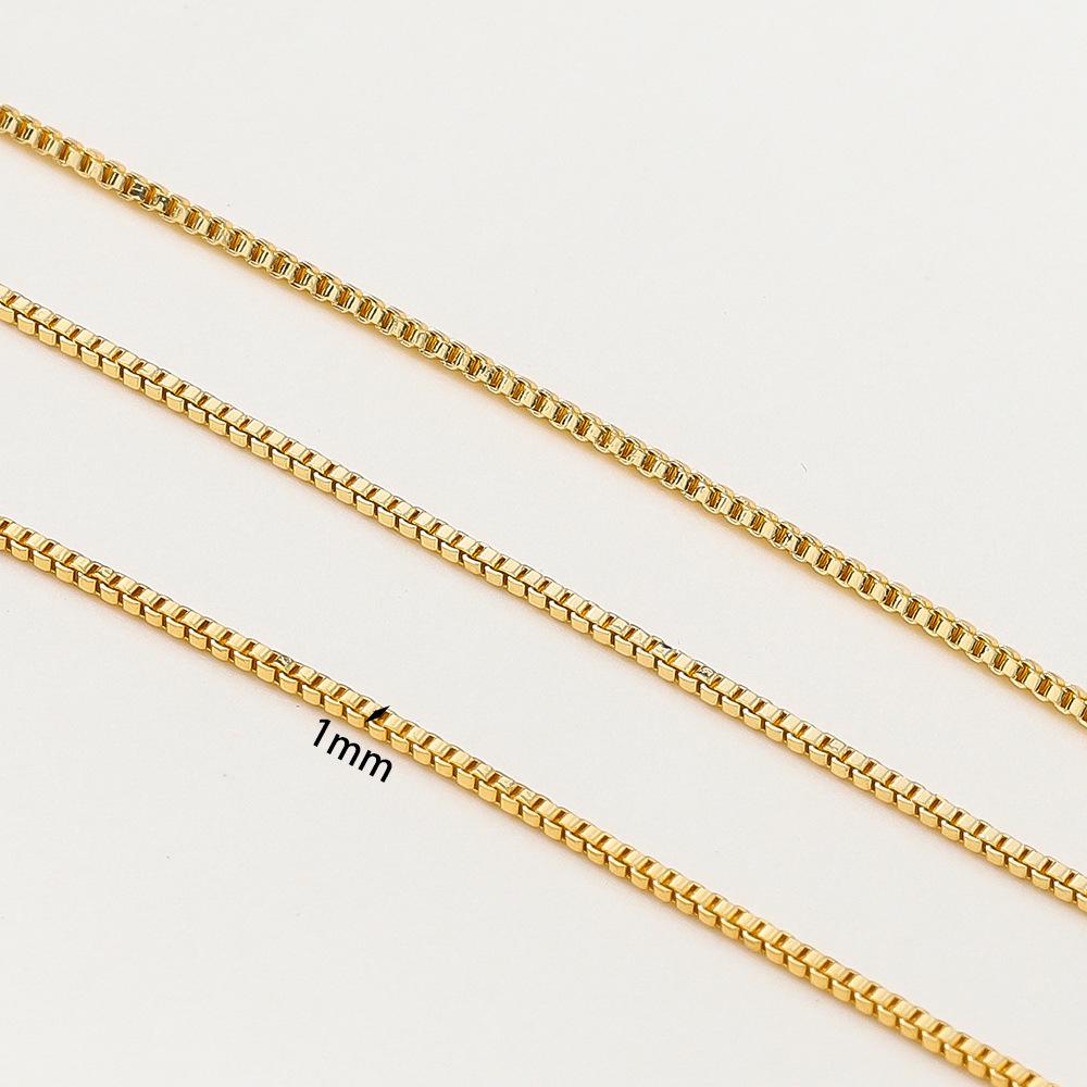 14k Copper Plated Box Chain Glue Pendant Necklace - DIY Semi-finished Jewelry Accessory with Color Retention