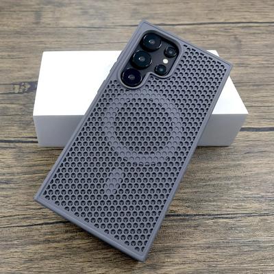 Custodia di lusso per Samsung Galaxy S25 S24 S23 S22 Ultra FE Plus, dissipazione del calore, per ricarica wireless magnetica Magsafe, copertura traspirante in rete