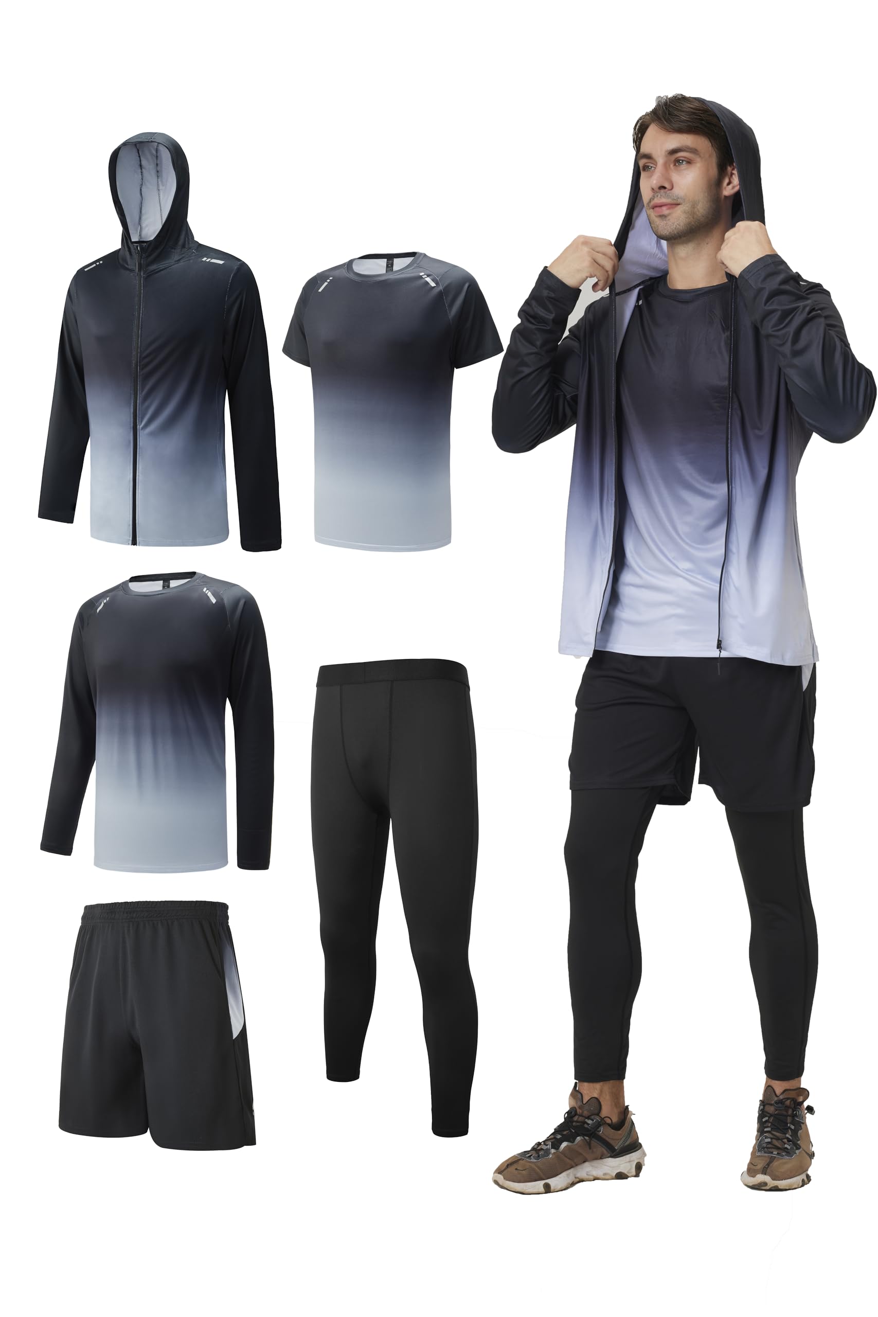 

Комплект летней беговой майки с коротким рукавом ATCGAUG и и Идеально подходит для тренировок и домашней одежды Мужской (Футболка Шорты) - Дышащий, Влагоотводящий,