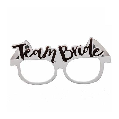 Junggesellenabschied, Papierbrille, Roségold, Team-Braut, weiße Braut zur Hochzeit