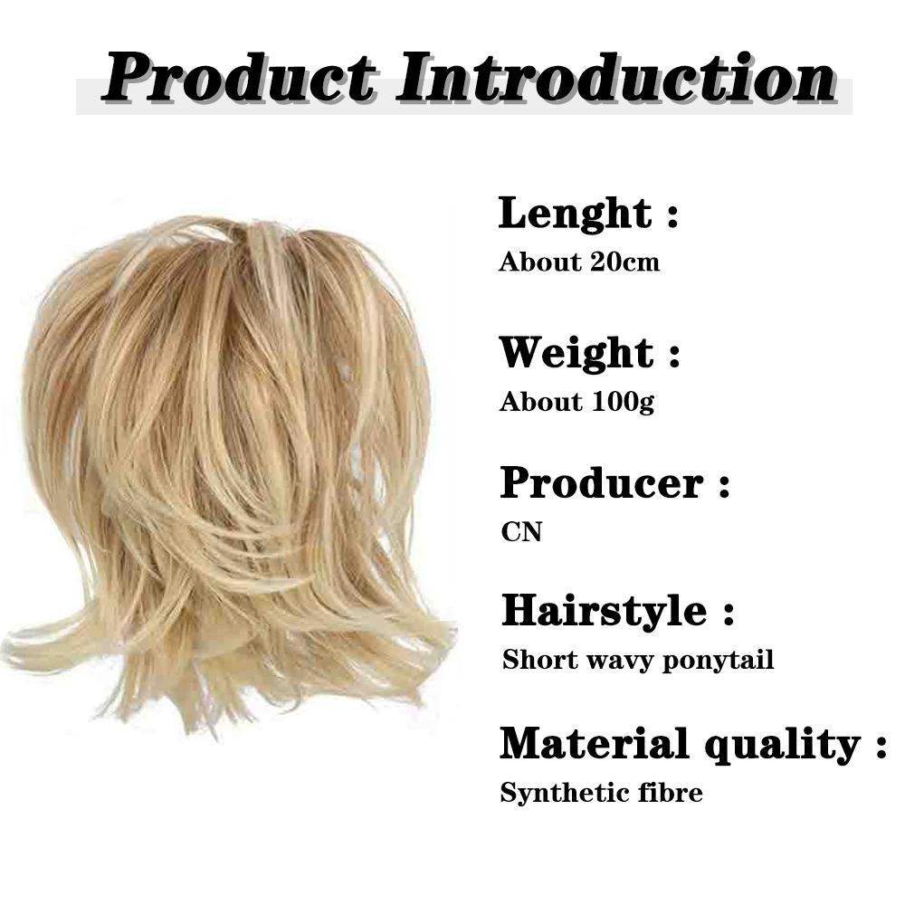 MISS WIG Synthetic Short Wavy Ponytail Extensions Deformation Claw Ponytail Style For Women Daily Party Wear