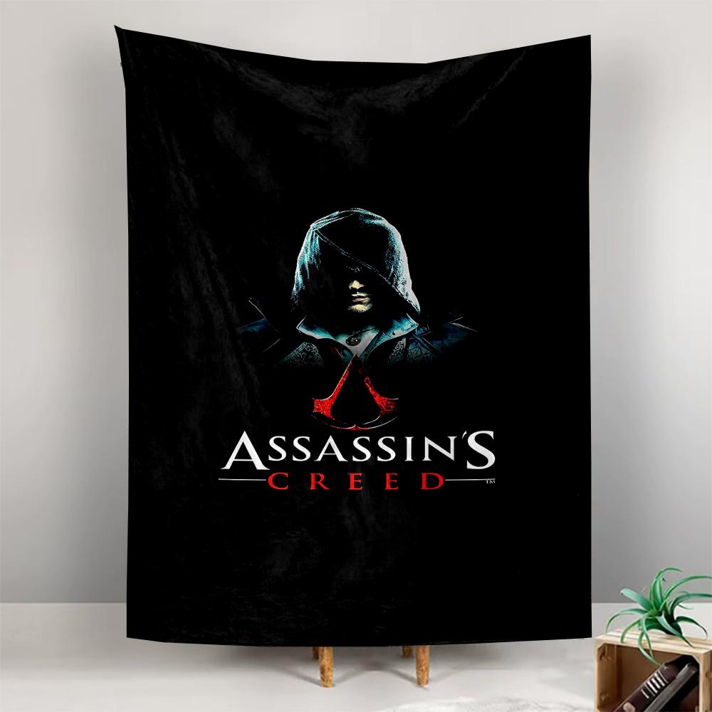 Assassins Creed Hooded Assassin Black Red Logo Gamers Bedroom Art Tapestry for Dorm Room Wall Hanging