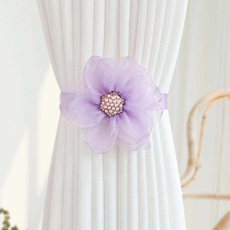 1 buc. Elegantă legătură magnetică pentru perdea cu design de floare 3D, legătură din panglică de poliester pentru perdea, pentru decor acasă în dormitor și living