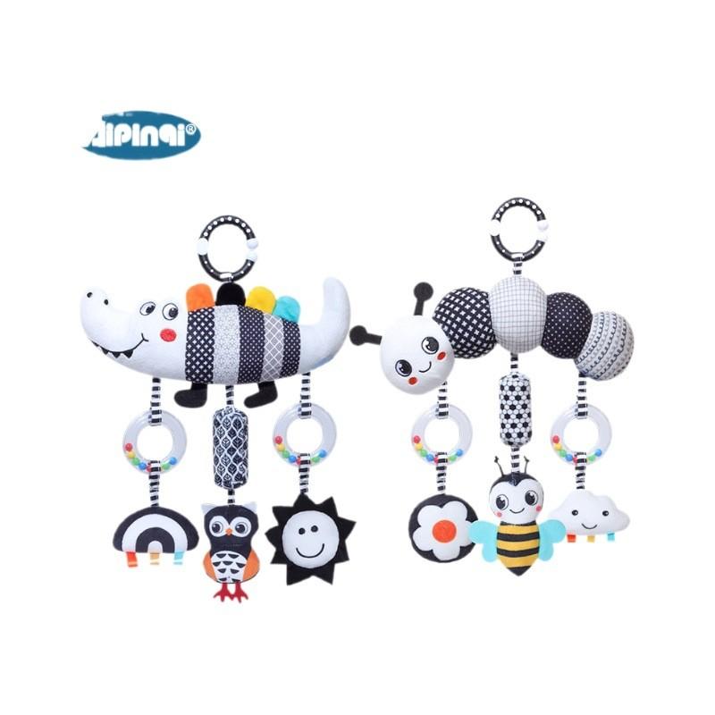 Black And White Animal Wind Chime Baby Car Hanging Plush Toy For Newborns And Toddlers
