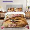 Pomeranian Pattern Bedding Quilt Set Quilt Cover Pillowcase Home Decoration Birthday Gift (1 * duvet cover + 2 * pillowcase, without core)