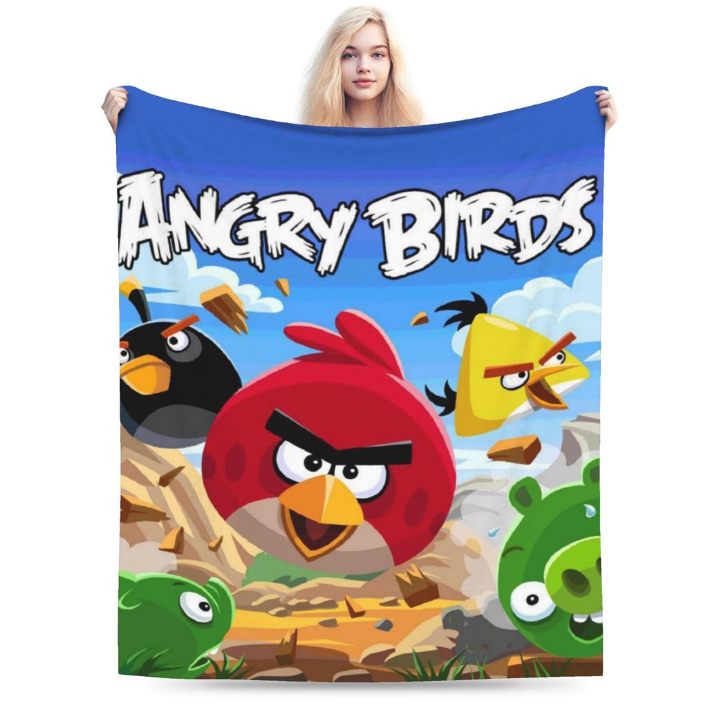 Angrys-birds Shooting Game Blanket Soft Coral Fleece Plush Healing Gifts Throw Blanket Rug Piece