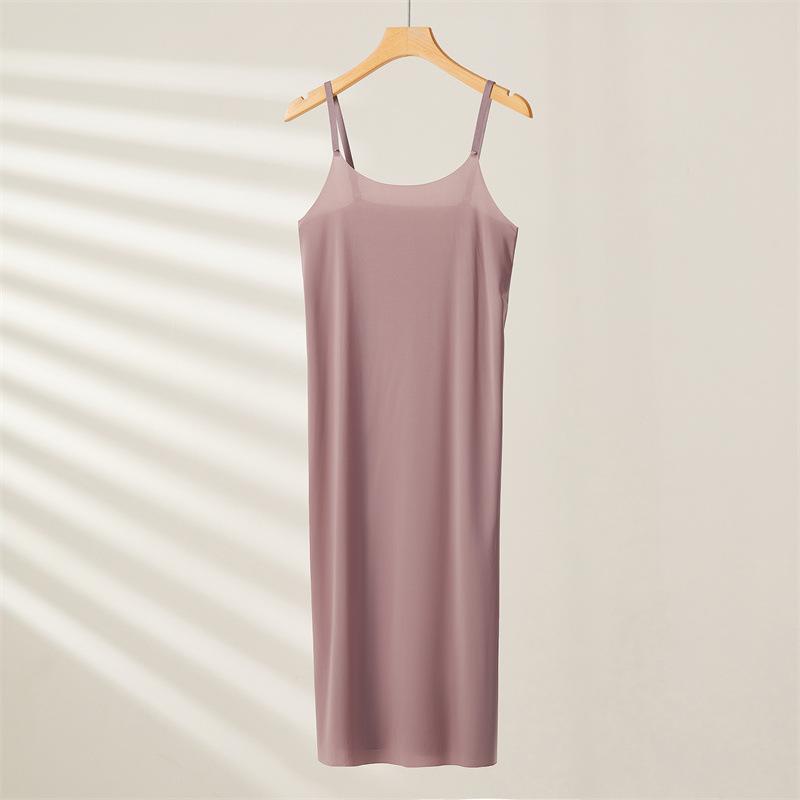 Abiti sottoveste integrali senza cuciture per donna, estivi, taglie forti, in seta ghiacciata, sottoveste, vestiti, senza maniche, camicie da notte integrali, pigiami