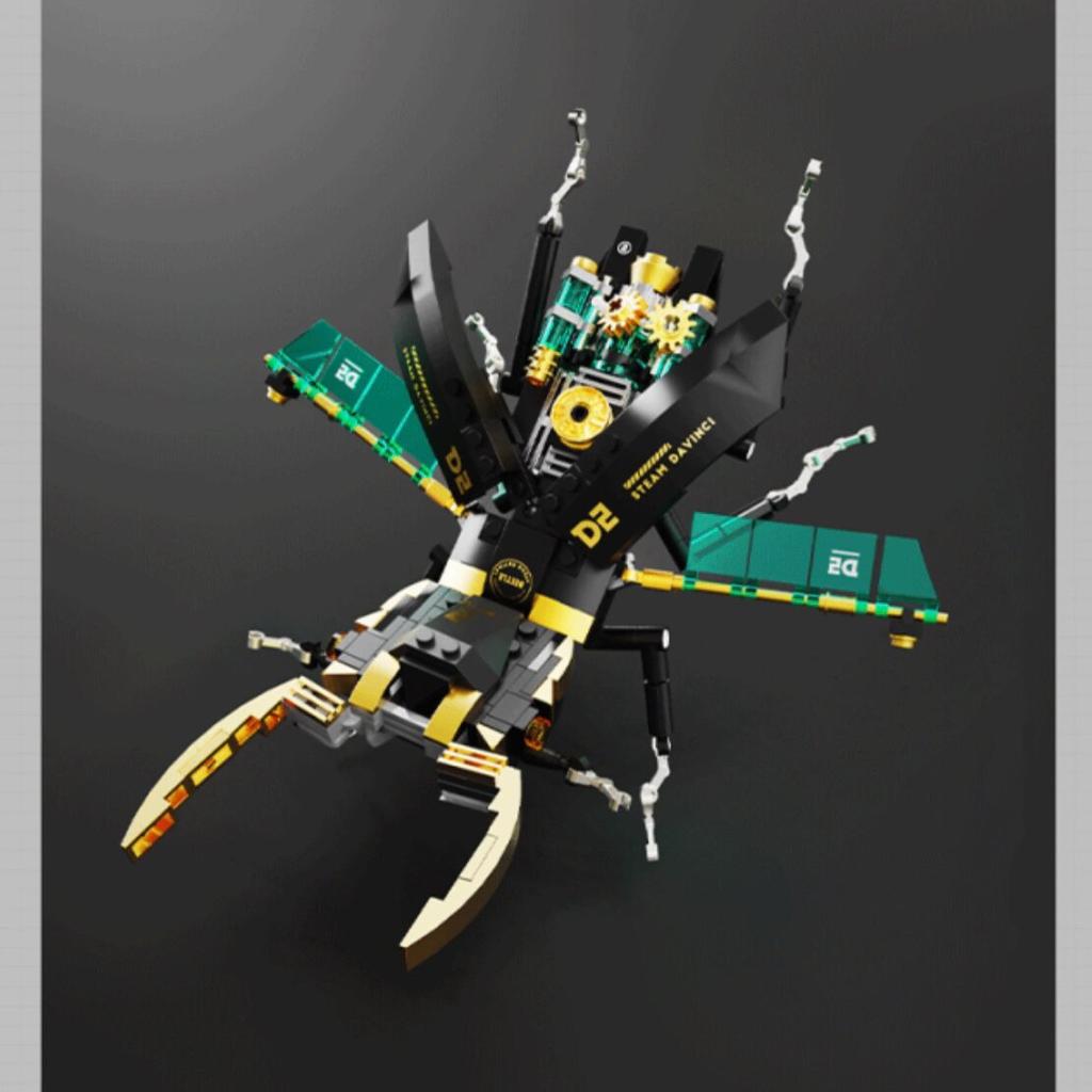 Animal Insect Stag Beetle Retro Mechanical Wind Reloaded Saw Spade Building Blocks Bricks Model Decoration Toys Childrens Day  Gift for Boy Girl