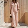 Women's Fashion Summer Spring Solid Color Print V-Neck Short Sleeve Casual Dresses