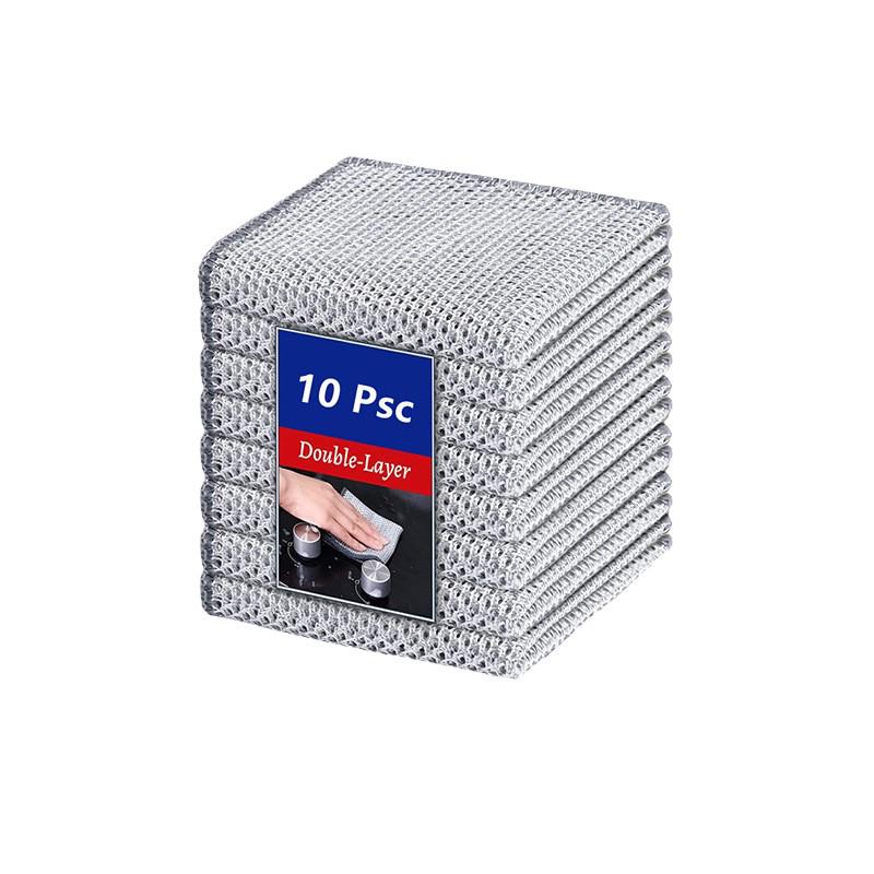 Dual-Sided Silver Thread Dishcloth: Non-Stick, Easy-Clean Steel Wire for Kitchen Dishwashing