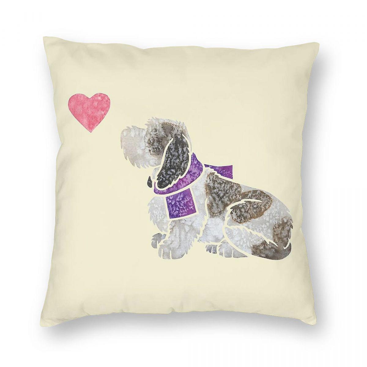 Petit Basset Griffon VendéEn Square Pillowcase Polyester Linen Velvet Printed Zip Decorative Pillow Case Bed Cushion Cover 18 Peach skin 18*18(CM)-1Pcs
