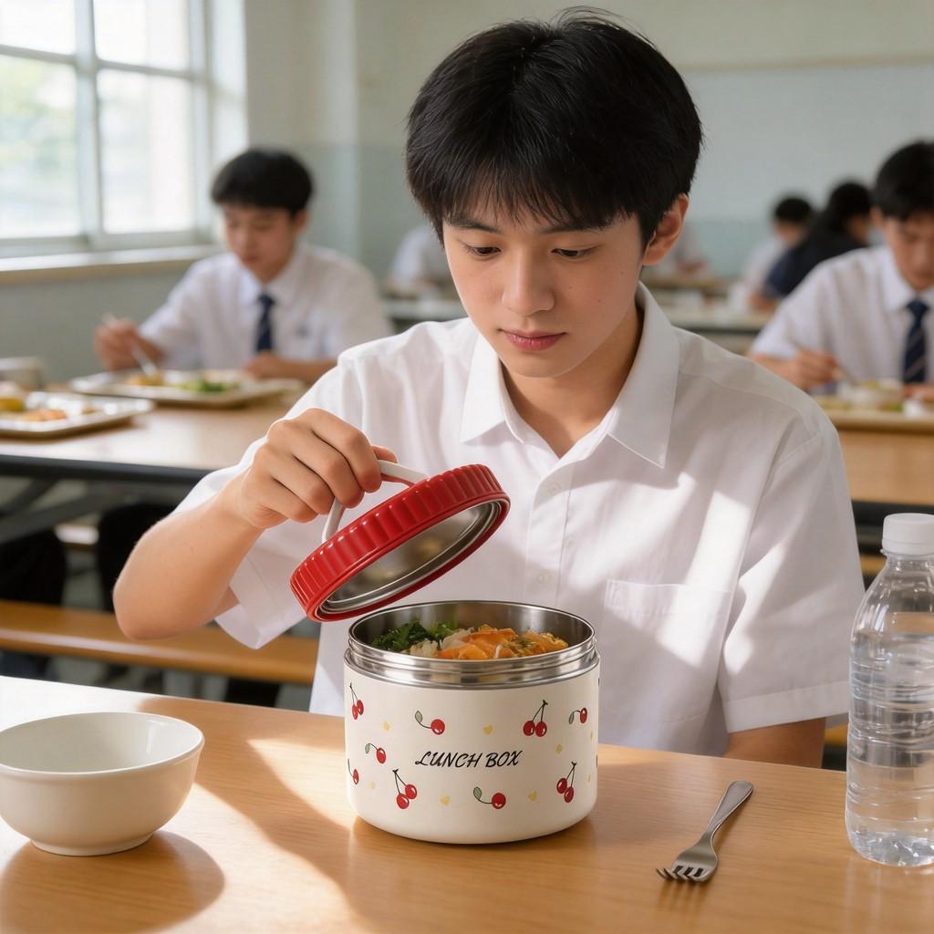 Fairy Cherry Pattern Food Container With Leakproof Sealing For School And Workplace