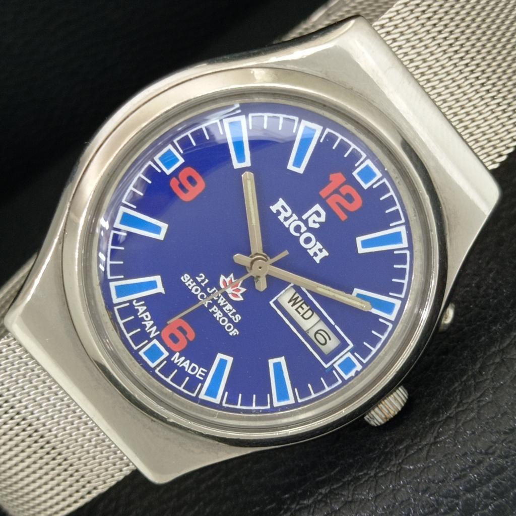 

JAPAN VINTAGE RICOH R31 AUTOMATIC MENS BLUE COLOR DIAL WATCH a707666-1