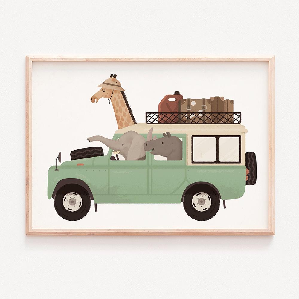 Lustige Safari-Tiere Elefant Giraffe Poster Leinwandmalerei Kinderzimmer Wandkunst Druck Kinderzimmer Bild Nordische Kinderzimmerdeko