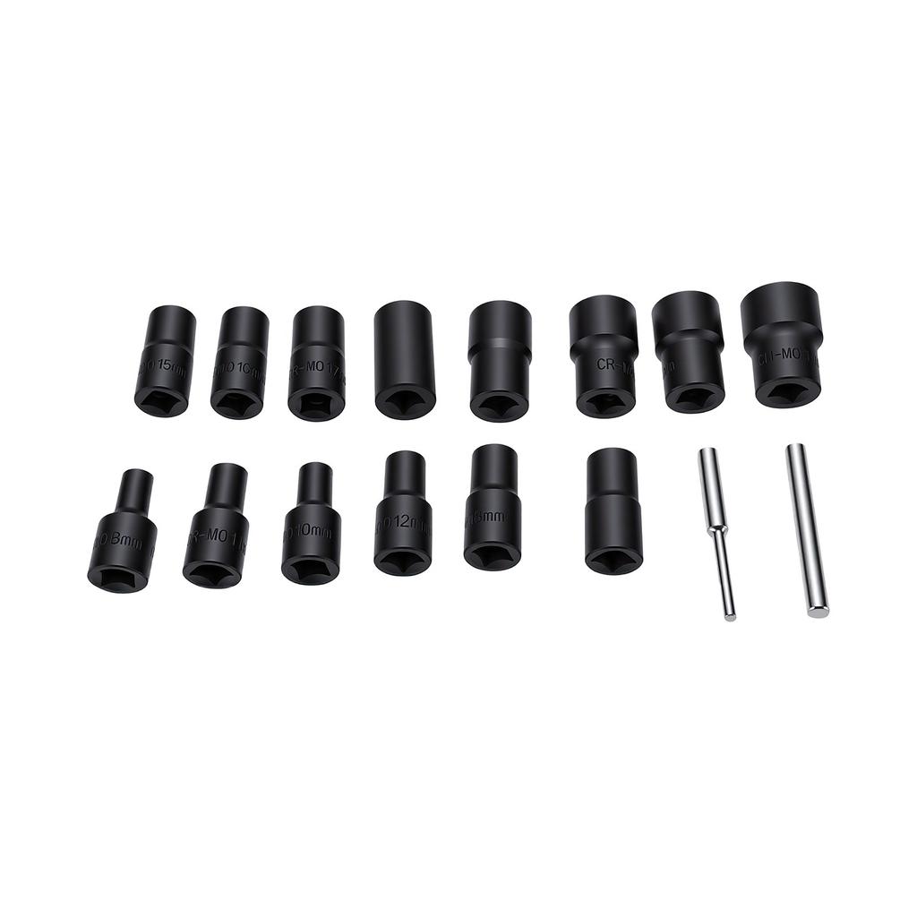 16 Pcs 1 2 Lug Nut Socket Set Non Marring 8 27mm Locking Nut Removal Tool with 2 Center Punches Chrome Vanadium Steel