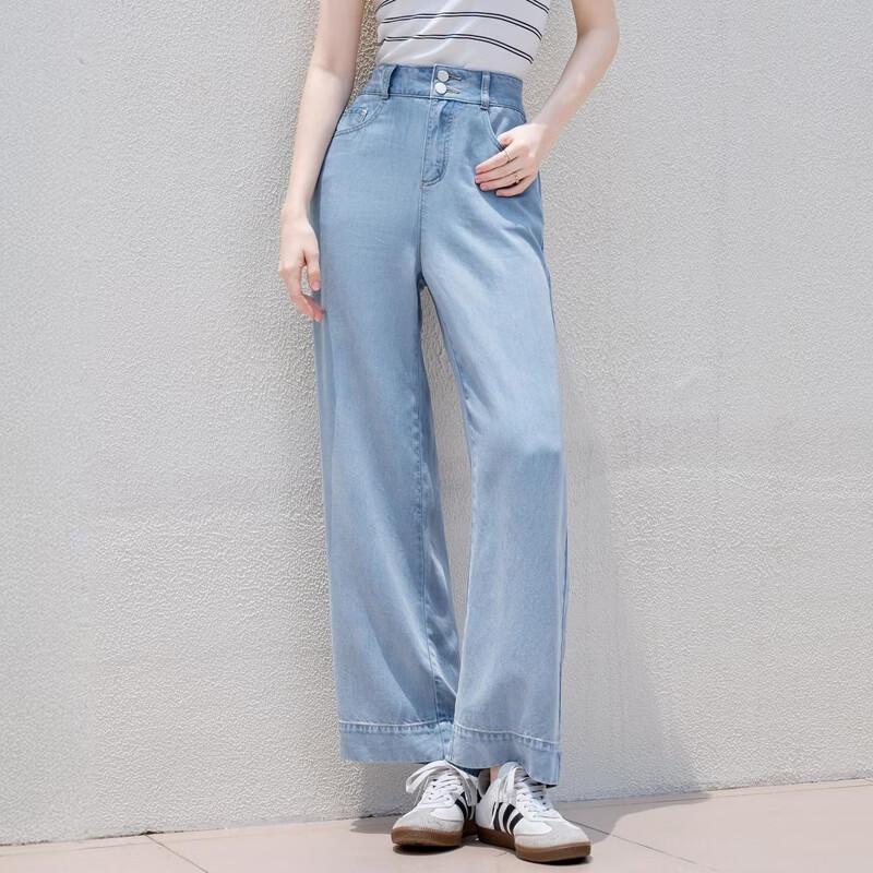 Betu Women's Lyocell Denim Wide-Leg Cropped Pants