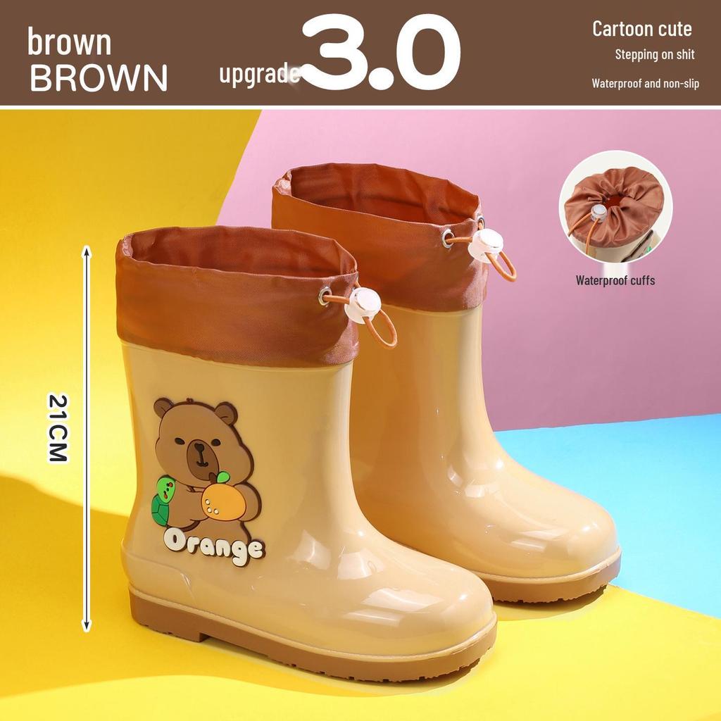 Wasserdichte gefütterte Gummistiefel für Kinder: Rutschfeste, kältebeständige Gummistiefel mit Kordelzug für Kleinkinder und ältere Kinder