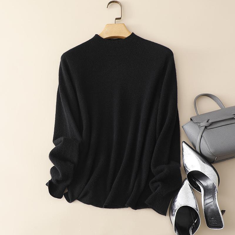 Baby Cashmere Seamless Slim Fit Half-High Neck Sweater