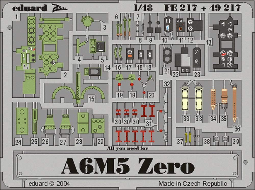 

Eduard Серия Zoom A6M5c Фототравление Детали Набор пластиковых деталей EDUFE217 1/48 (для Хасэгавы)