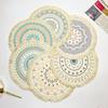 Boho Round Table Mat Hand-woven Linen Tassel Placemats Non-Slip Embroidery Dining Table Insulation Bowl Pads Kitchen Decoration