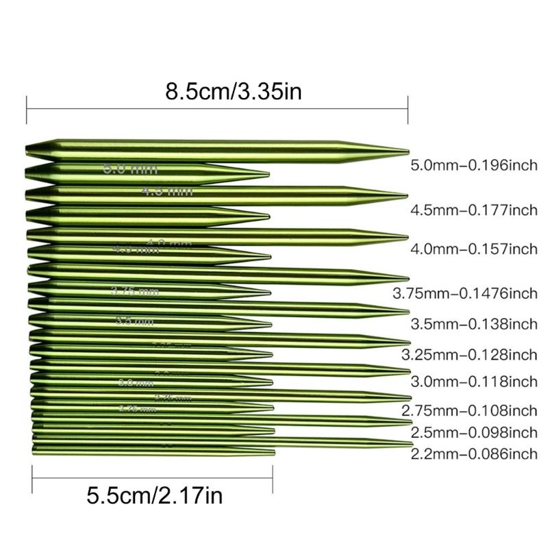 10Pairs Aluminum Circular Knitting Needle Set with Leather Case 2.2mm-5.0mm Interchangeable Circular Knitting Needle Set