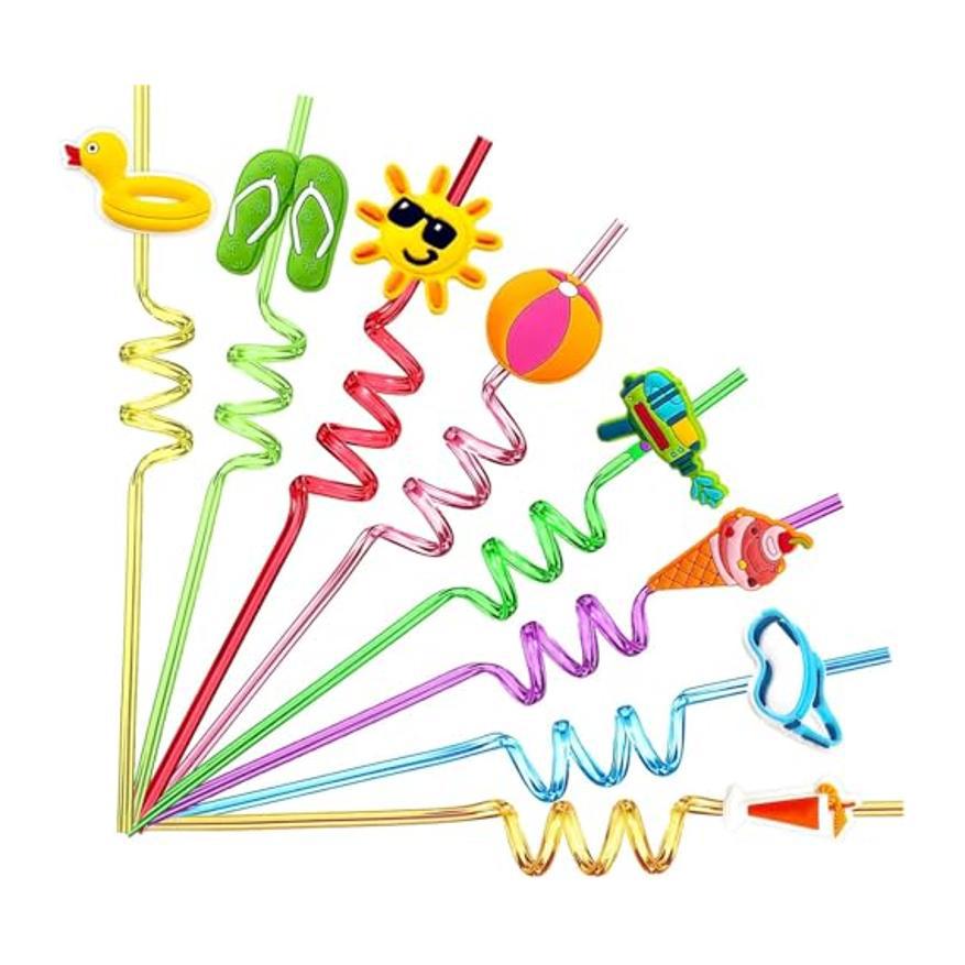 8pcs Cute Unicorn Rainbow Straws Reusable Plastic Straws Girl Birthday Party Supplies Unicorn Party Favors