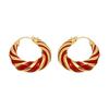 Ankara Červené Kapkové Glazurované Kroužky s Krouceným Uzlem - Špičkové Smaltované Barevné Blokové Náušnice Klipsy.