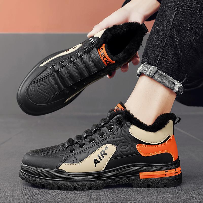 Men's Casual Sneakers Luxury Winter Shoes  Extra Warm Plush Winter Boots for Men Tennis Shoes, Skateboard, High-top Shoes