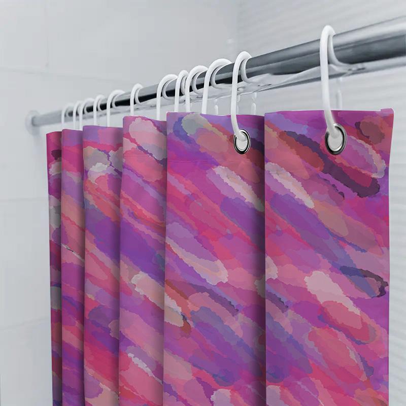Modern Pink Bathroom Shower Curtain Set Watercolor Print With Rod Holders For Bathtub Decoration Decorations In Home Garden