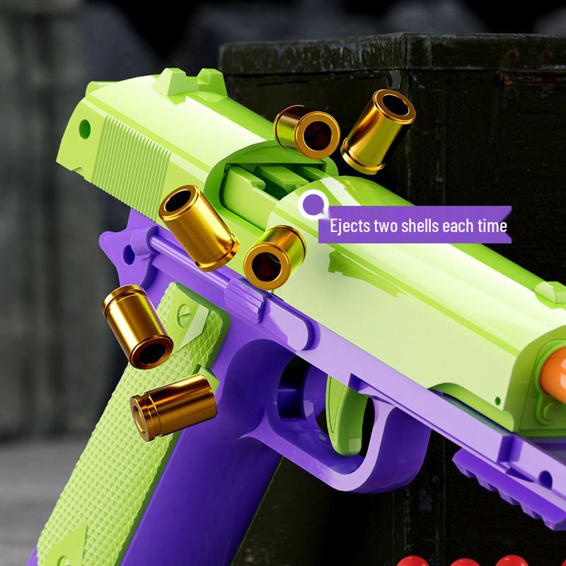 Mingjiangtang 1911 Toy Gun: Double-Barrel Ejection Carrot Design, Rapid-Fire Action for Kids.