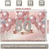 2D Rose Gold 80th Birthday Backdrop with Pink Balloons Photography Background