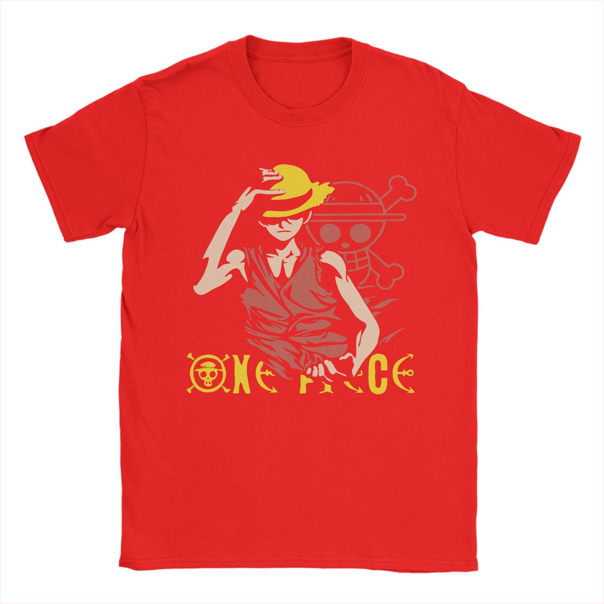 

Luffy Angry Ones Pieces T Shirts for Men Pure Cotton Vintage TShirt Crewneck Anime Tees Short Sleeve Clothes Original S