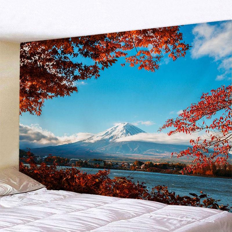 VIKAMA Japanese Cherry Blossom Tapestry Oriental Landscape Wall Hanging Decor for Bedroom Living Room Home Decor