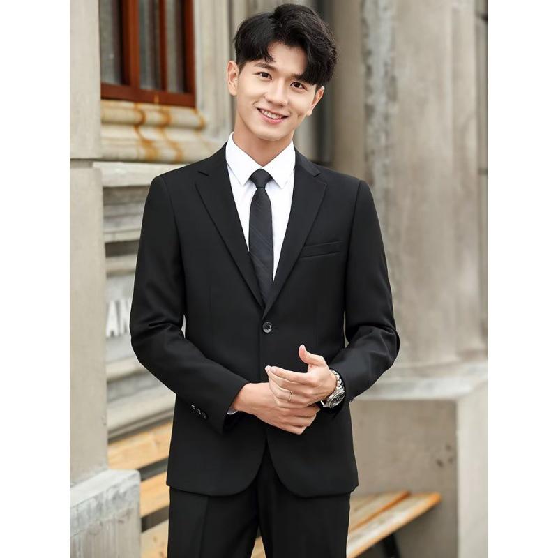 

Корейский стиль модный повседневный пиджак для молодых мужчин – Красивый и легкий деловой гонконгский бренд XL чёрный