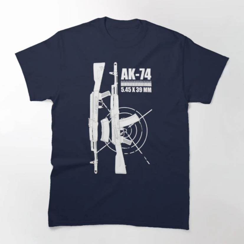 Russian Soviet Kalashnikov AK74 Assault Rifle TShirt 100 Cotton ONeck Summer Short Sleeve Casual Mens Tshirt Size S3XL