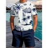 2 Men'S Coconut Tree Pattern 3D Printed Summer Suit, Short-Sleeved Crew Neck T-Shirt And Drawstring Shorts for Casual Outdoor Wear, Plus Size