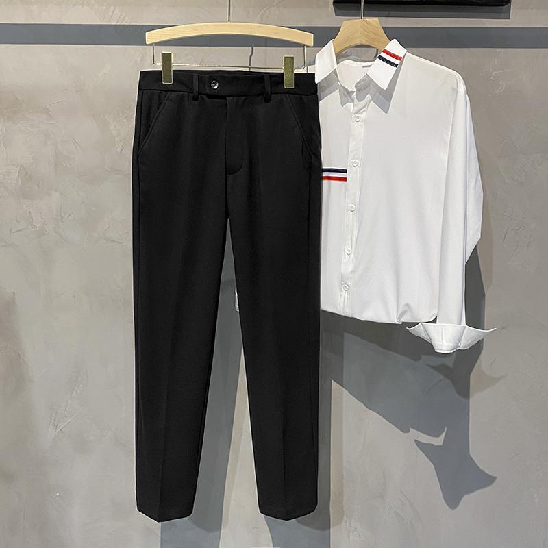 

Мужские шерстяные брюки в корейском стиле - начесанные, прямые, длина 9-го угла, повседневные брюки на осень/зиму 28 (42.5-50 kg)