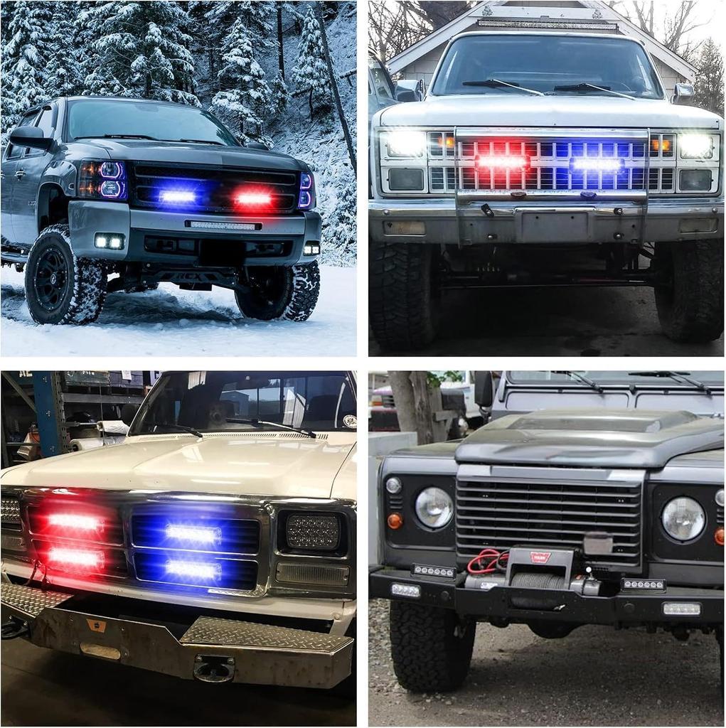 Super Bright 12V LED Strobe 2 X 6 Warning Light for Emergency Flashing Flashing and Steady 2 High with Universal for and Cars Light, LEDs, 2-in-1