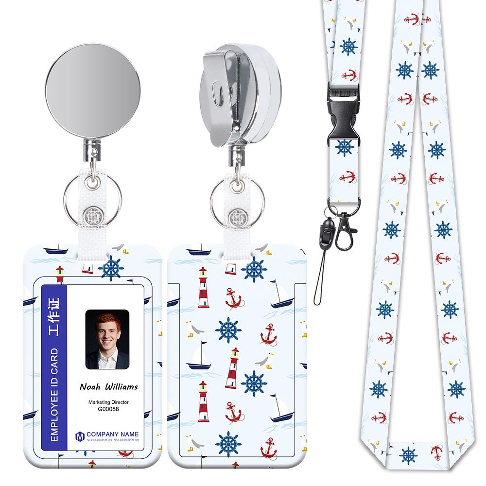 Chest Badge & ID Card Holder with Lanyard Strap and Retractable Buckle