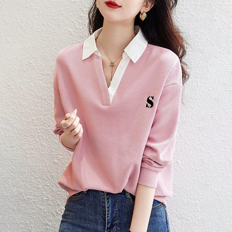 Women's Thin Hoodie Spring and Autumn Letter Embroidered Patchwork Contrasting Color Pullover Jacket Fashion Casual Top