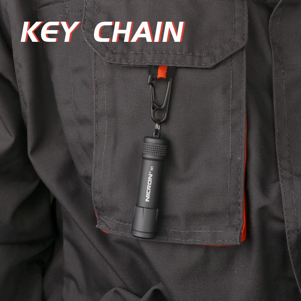 Nicron Mini Flashlight with IPX7 100 Handheld Carabiner, Waterproof, N1, Lumens, Light/Torch